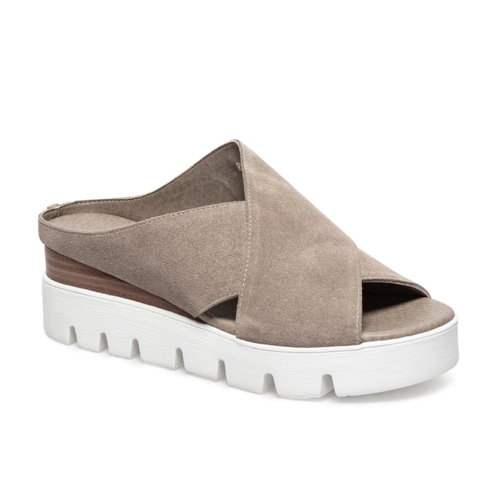Silent D Taupe RACKET Sandal, size 5.5.